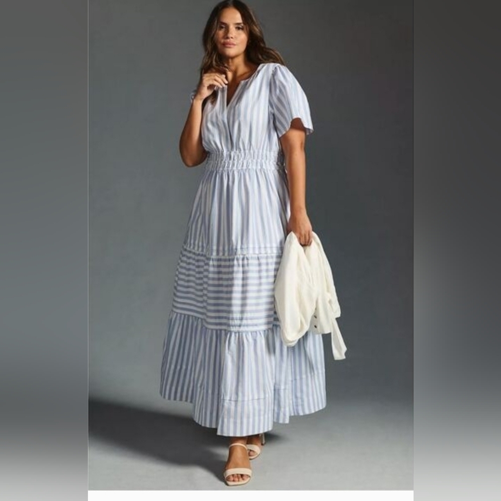Anthropologie Somerset In Light Blue and White Striped Maxi Dress Size XL - Picture 6 of 6